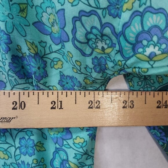 Cupcakes & Cashmere Kimono Women XS Oversized Green Blue Floral Light Open Top - Picture 10 of 10